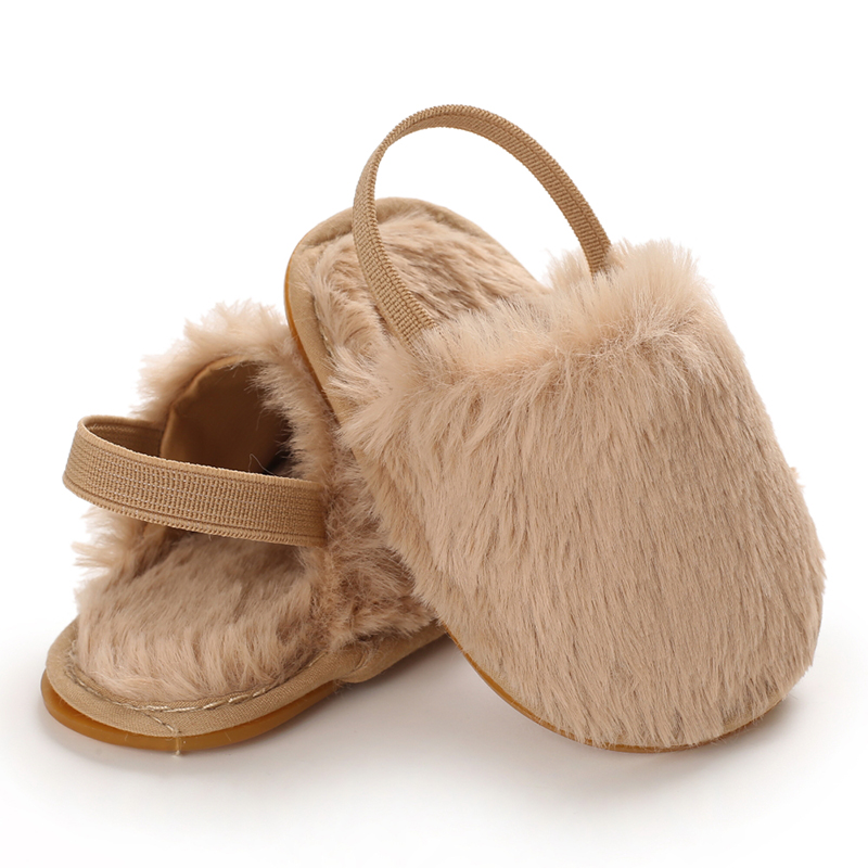 Rubber sole wholesale cheap fur upper prewalker outdoor infant girl baby sandals