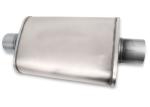 4" X 9" Oval Case 409 Stainless Muffler 3" Center Inlet 3" Center Outlet