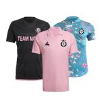 Plain Polyester Breathable Mens Football Jersey Soccer Uniforms Sets Black/Pink/