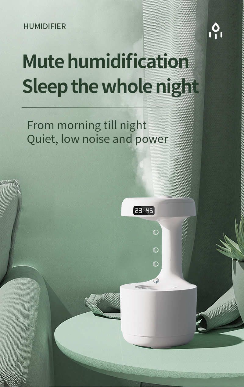 HOMEFISH USB Charging Anti Gravity Water Drop Humidifier 36db-45db