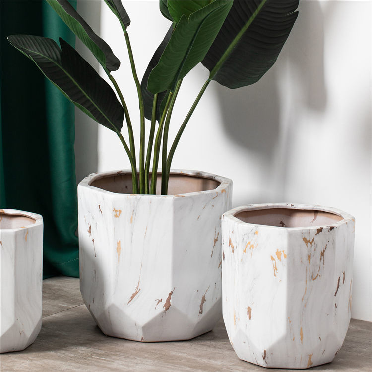 Modern home balcony decoration succulent plant pots custom logo marble ceramic planter flower pots