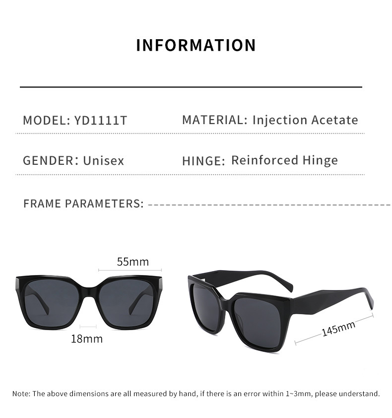 Ladies Square Acetate Sunglasses Retro UV400 Customize Logo