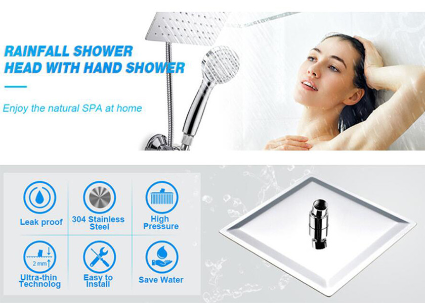 Home Depot Faucets 304 Stainless Steel Top Shower 10" Square Type