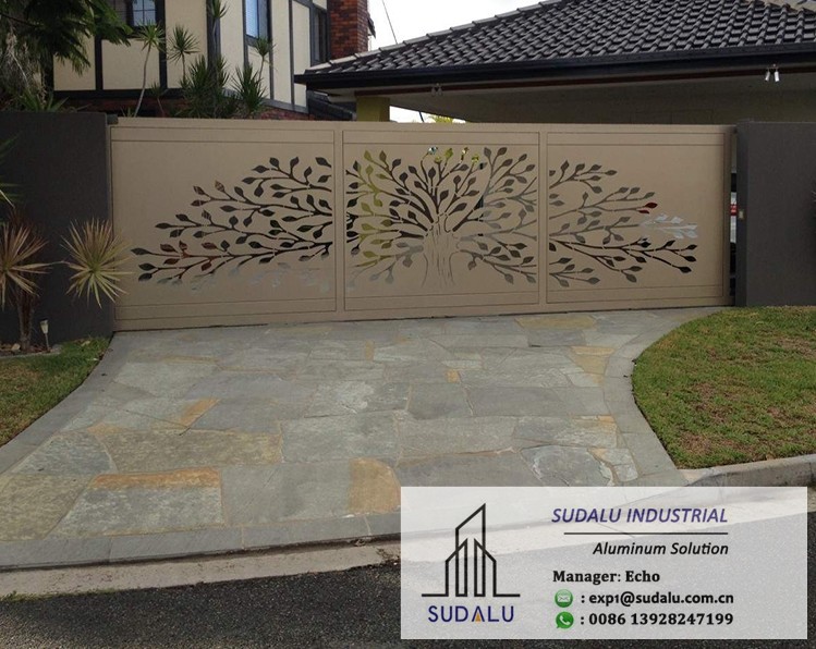 SUDALU Foshan PVDF OME Aluminum Laser Cut Decoration Panel for Gate of Garden/ Garage Metal Perforated Panel