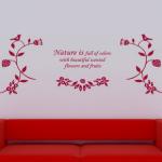 Red Letter 950*400mm Removable Wall Flower Stickers B060