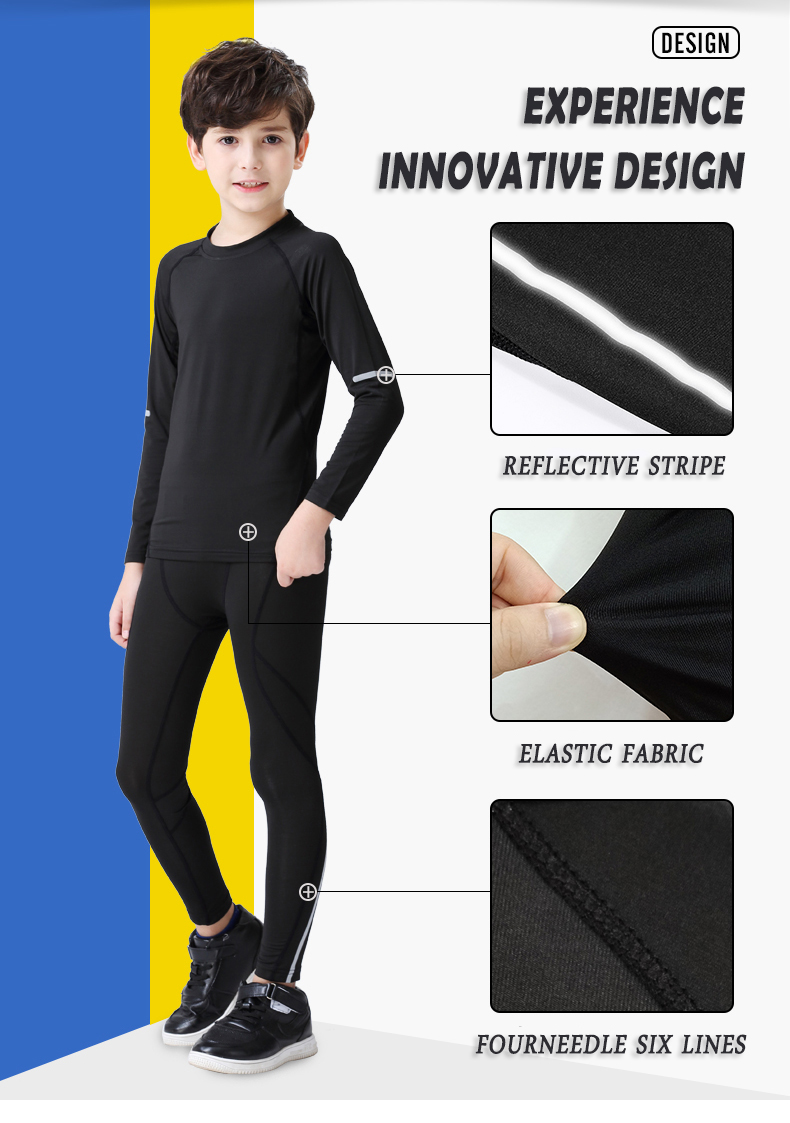 Children's tights training jerseys boys girls long sleeve autumn winter basketball football uniform sports base fitness clothes