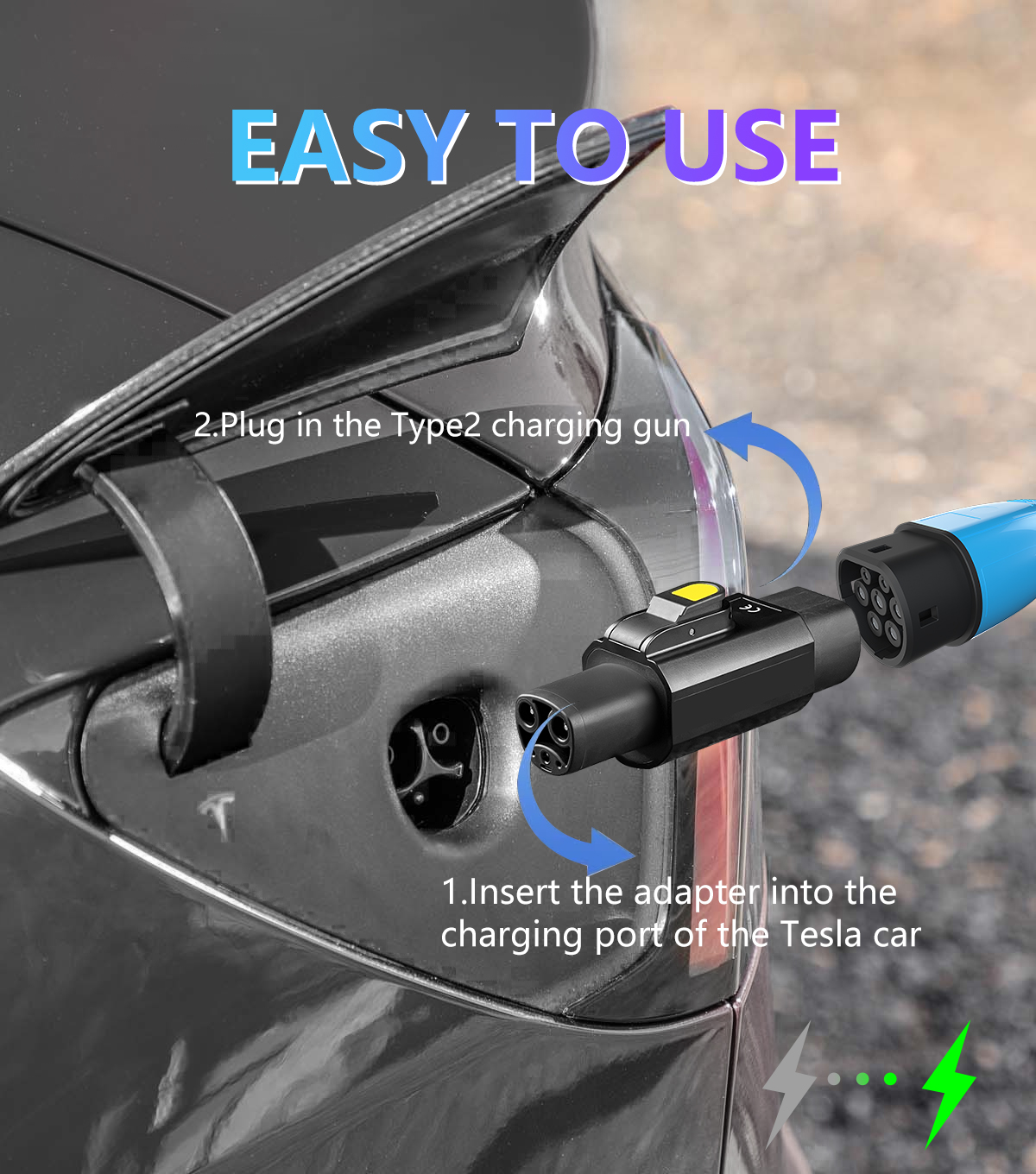 32A 220v Waterproof Portable Charging Adapters for Electric Vehicles Condition 7kw PC Copper NACS Type2 to Tesla 32A Chargers