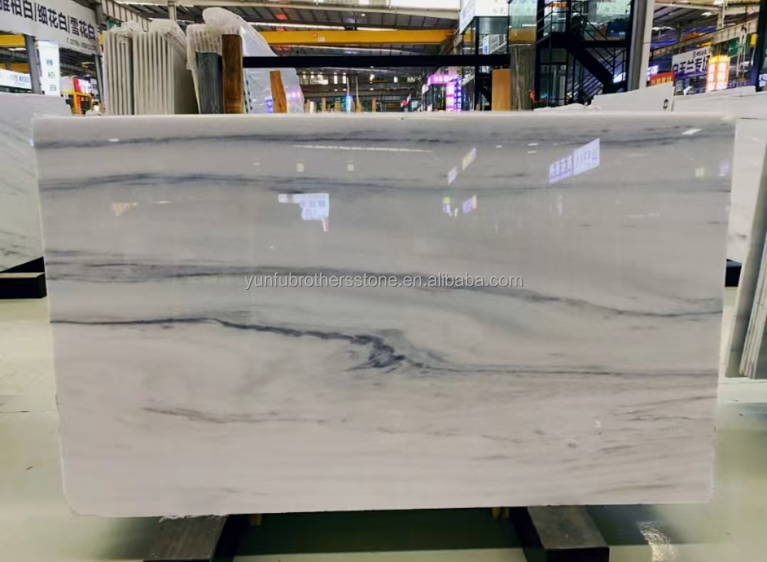 Hotel Design Style Modern White Marble TV Wall Board Panel for Home Renovation Project