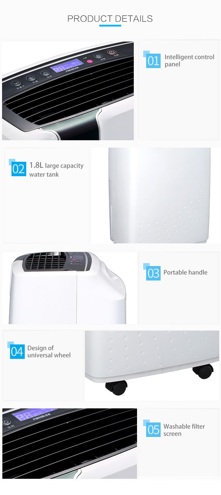 Refrigerative R134a 220V 1.8L Small Home Dehumidifier