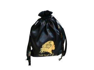 Quality Eco-friendly Black Fabric Carrier Bags, Ribbon Drawstrings Bag For Gifts 25cm * 30cm wholesale
