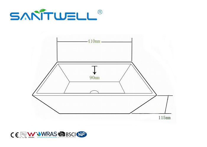 Rectangular Shape Sanitary Ware Basin Ceramic Wash Art Basin For Self Cleaning
