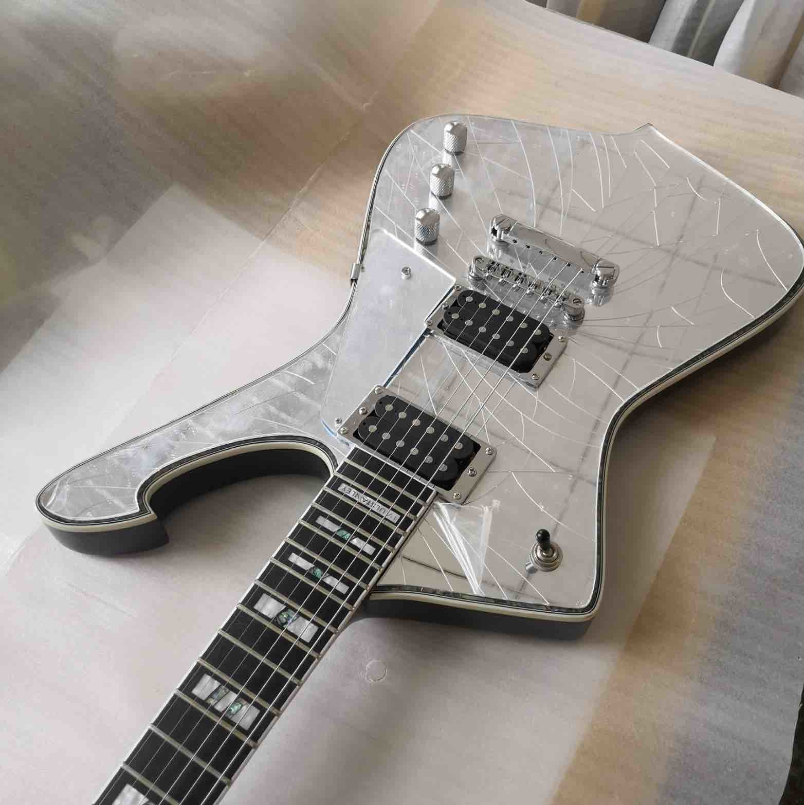 Top quality factory custom Paul stanley Mirror silver cracks electric guitar with rosewood fingerboard