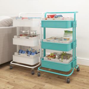 Quality Anti Abrasion Three Tier Storage Trolley , H74cm Bathroom Storage Trolley wholesale