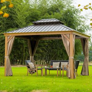 Quality Metal Roof Gazebo Villa Yard With Curtains And Netting Outdoor Hardtop Gazebo wholesale