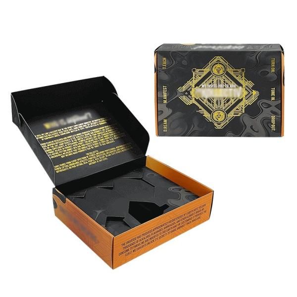 Customized Logo Acceptable Black Paper Zipper Corrugated Packaging Shipping