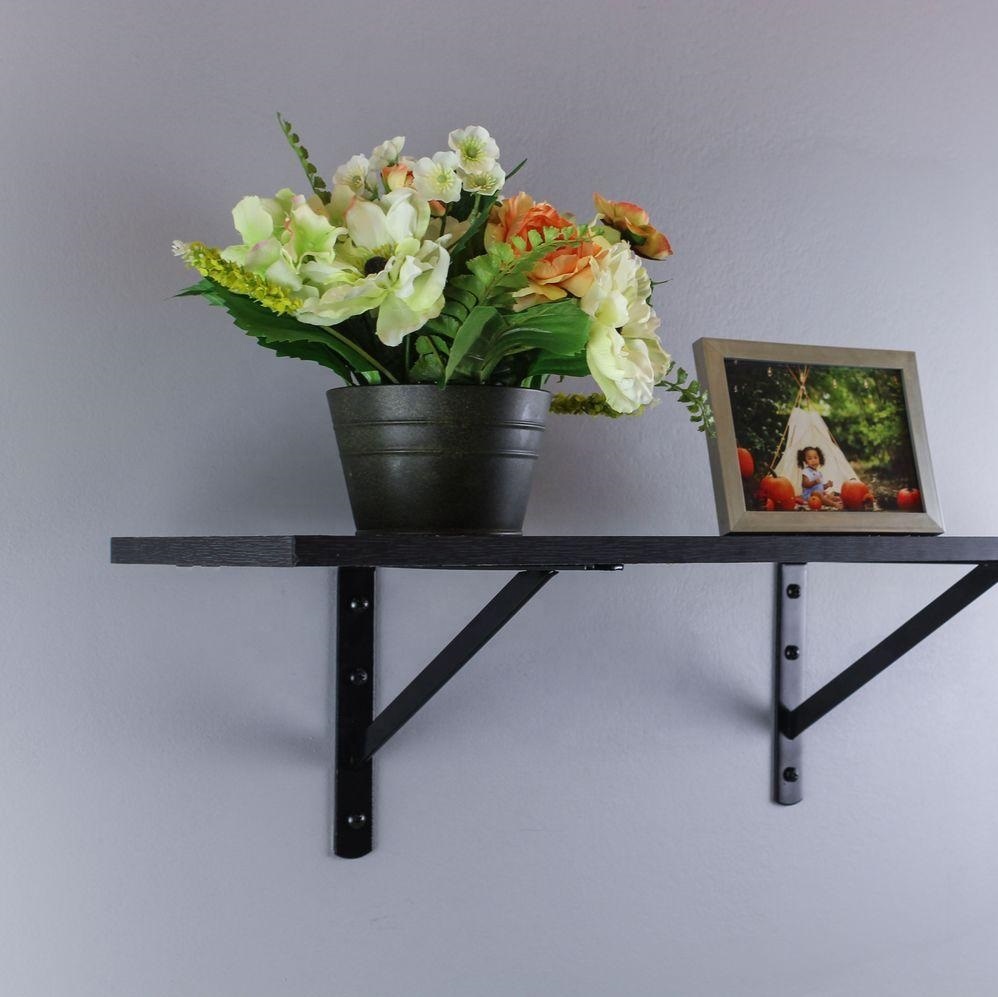 Custom 12x8 Black Power Coating Heavy Duty Triangle Shelf Bracket and Drilling Process