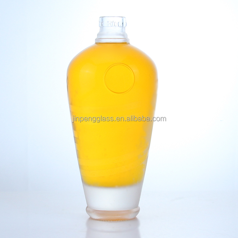 Custom Logo Unique Floral Bottom Super Flint Long Neck 750ml Glass Bottle for Gin Cork