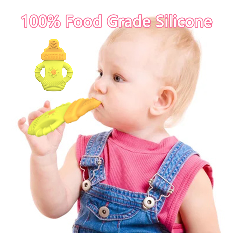 2025 Factory Bunny Cute Design Transparent Sensory Ice Cream Freezable Silicone Baby Water Filled Teether