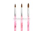 Pink Acrylic UV Gel Round Nail Art Brushes With Nature Kolinsky Hair