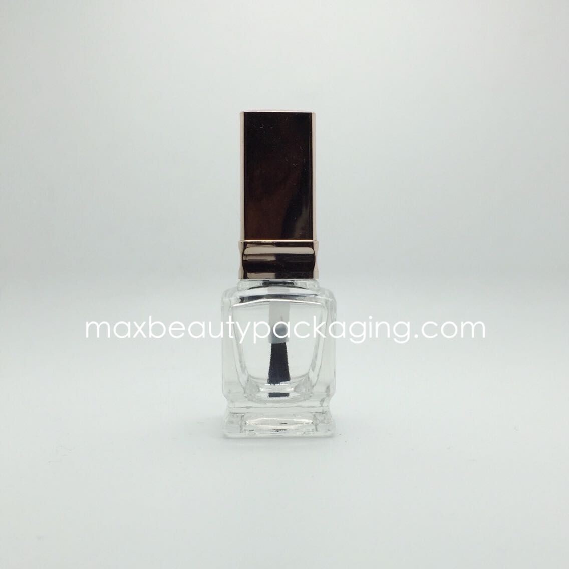 metallic gold uv coating nail polish cap 16ml square nail polish bottle with a foot flat brush nail polish packaging