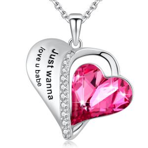 Quality 0.79x0.98in Aesthetic Sterling Silver Heart Pendant Necklace Love U Babe Heart wholesale