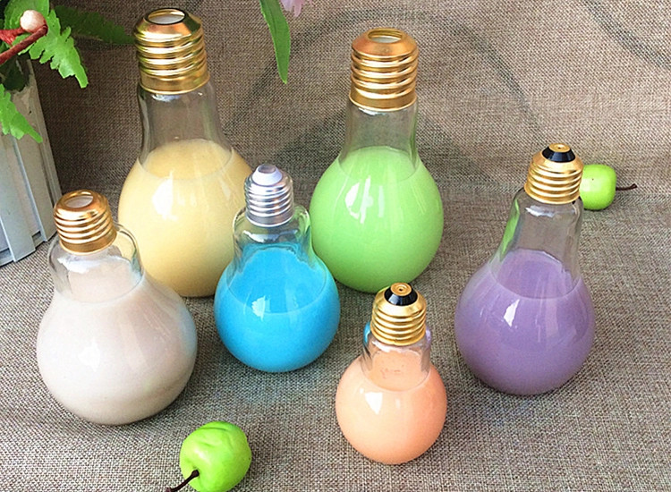 BPA Free 5.3oz Light Bulb Shaped Glass Storage Bottles With Screw Cap