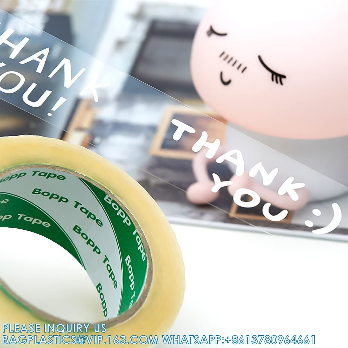 Personalized Packing Tape Clear Transparent Custom Monochrome Logo Words Packaging Shipping Tape For Small Business