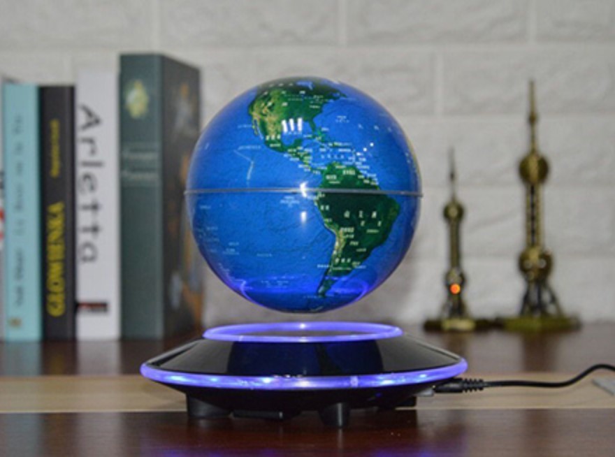 led light UFO floating levitation globe, magnetic levitation bottom 6inch globe lamp light for decor gift