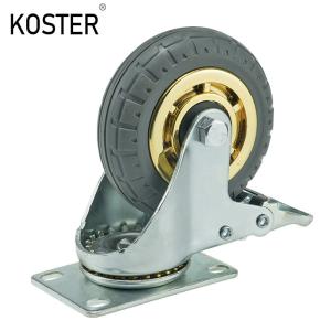 Quality 3inch 4inch 5inch Light Duty Golden Free Wheel Rubber Plastic Trolley Dustbin Castor Wheel wholesale