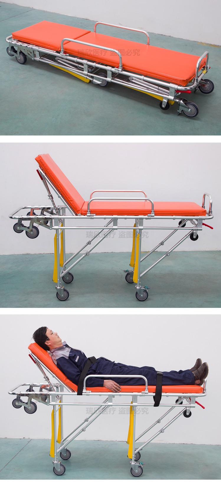 Mobile Ambulance Collapsible Stretcher Ems Gurney OEM Ambulance Trolley