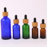 Essential Oil Frosted Bamboo Dropper Glass Bottle in 1oz 2oz 5ml 15ml 30ml with