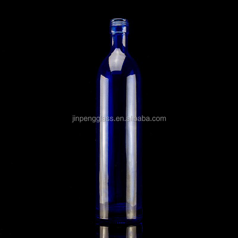 750ml Colorful Glass Liquor Bottle With Gold Collar Material and end Design for Vodka