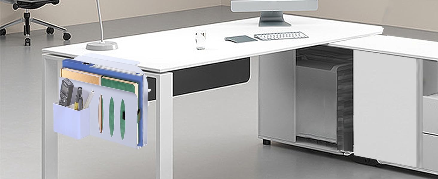 Metal Desk Drawer for Cable Management Under Desk Office Desk Clamp-On Holder White