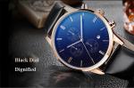 Fitness Stainless Steel Leather Watch Five Hands Water Proof 3 ATM