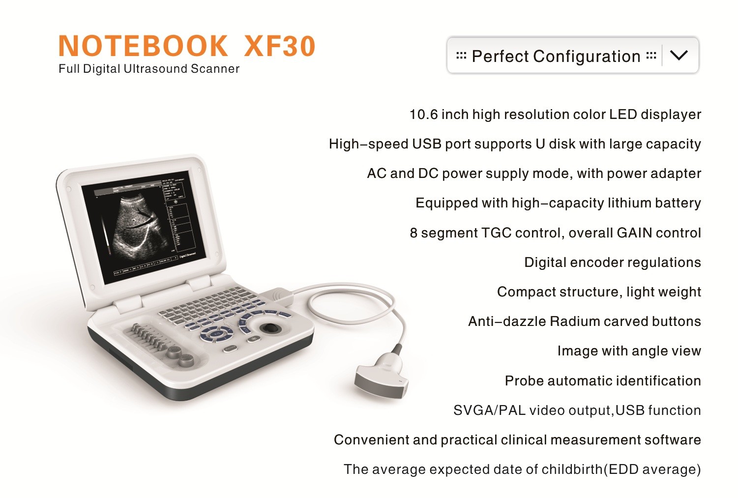 10.4 Inch B Ultrasound Diagnostic System 3.5MHZ Diagnostic Ultrasound Equipment