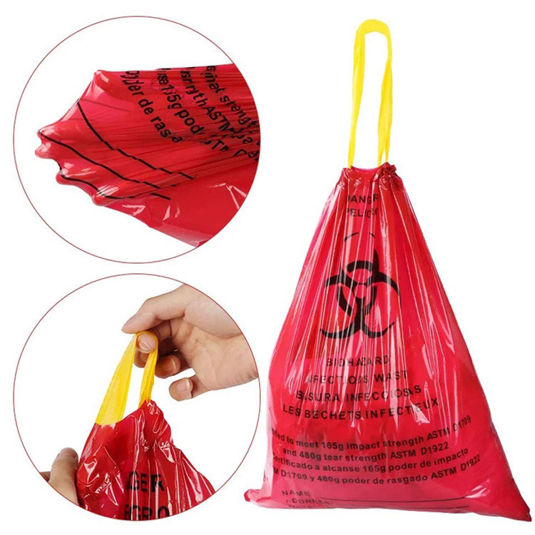 Disposal Medical 24" X 30" Biohazard Trash Bag With Drawstring
