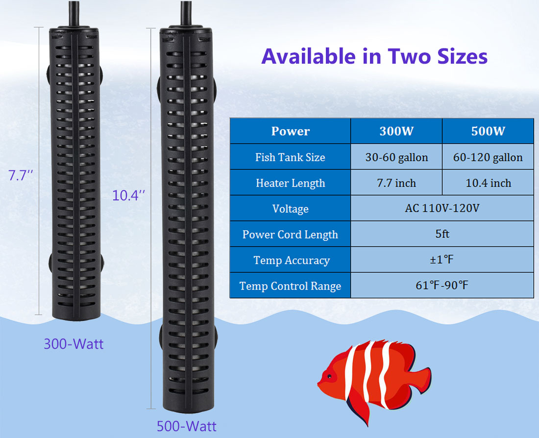 300W aquarium heater with LED digital temperature controller for diving fish tank water heater for 30-60 gallon water tank