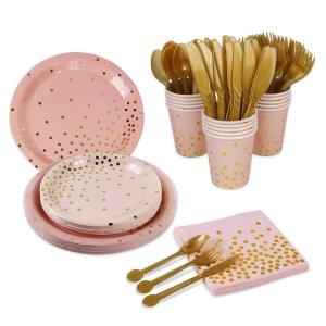 Quality Christmas Pink Napkins Disposable Paper Tableware For Parties wholesale
