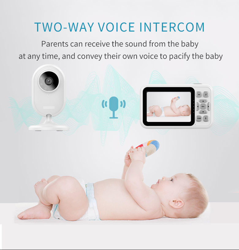 3.5" 720P Baby Monitor Cry Warning Temperature Test Alarm Setting Babyphone
