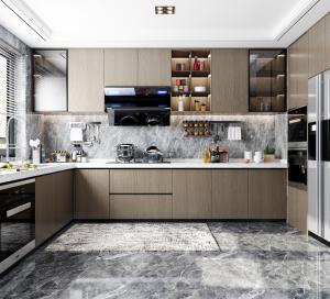 Quality Modern Diy Plywood Kitchen Cabinet With Microwave &amp; Handle Design wholesale