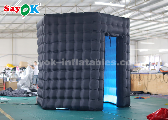 Inflatable Party Tent Hexagon Black Blow Up Photo Booth For Party / Inflatable LED Booth
