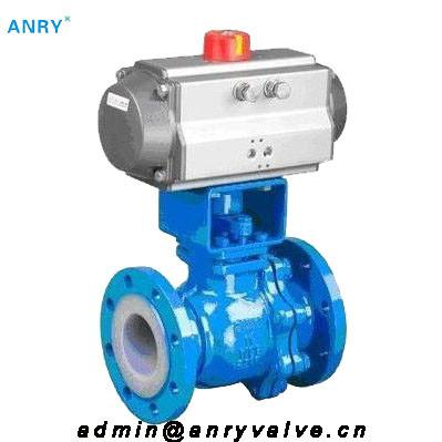 Cheap PTFE Lined Seats Floating Ball Valve Pneumatic Teflon - Lined Casted Steel Body for sale