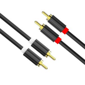 Quality 2RCA Male To 2RCA Male Gold Plated Audio Cable , Black 6 Ft 3.5 Mm Audio Cable wholesale