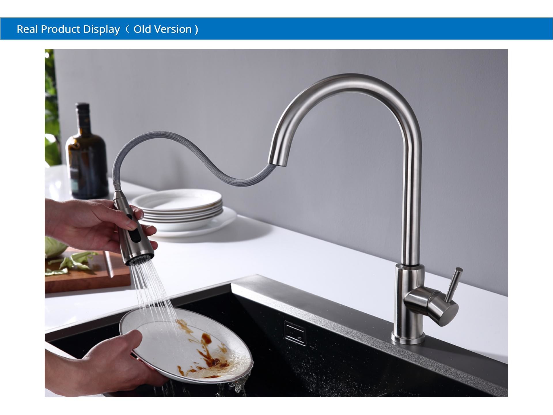 Solid Stainless Steel Gooseneck Faucet Single Handle CUPC Kitchen Sink Mixer Taps