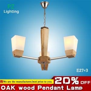 Quality OAK Wooden pendant lamp glass lamp shade E27 light socket 100-240V AC available CE/ROHS wholesale