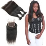 9A Pure Indian Human Hair Bundles , 100 Raw Virgin Indian Hair Lace Closure