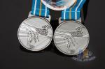 Sports Skiing Event 3D Effect Metal Award Medals With Antique Silver Plating