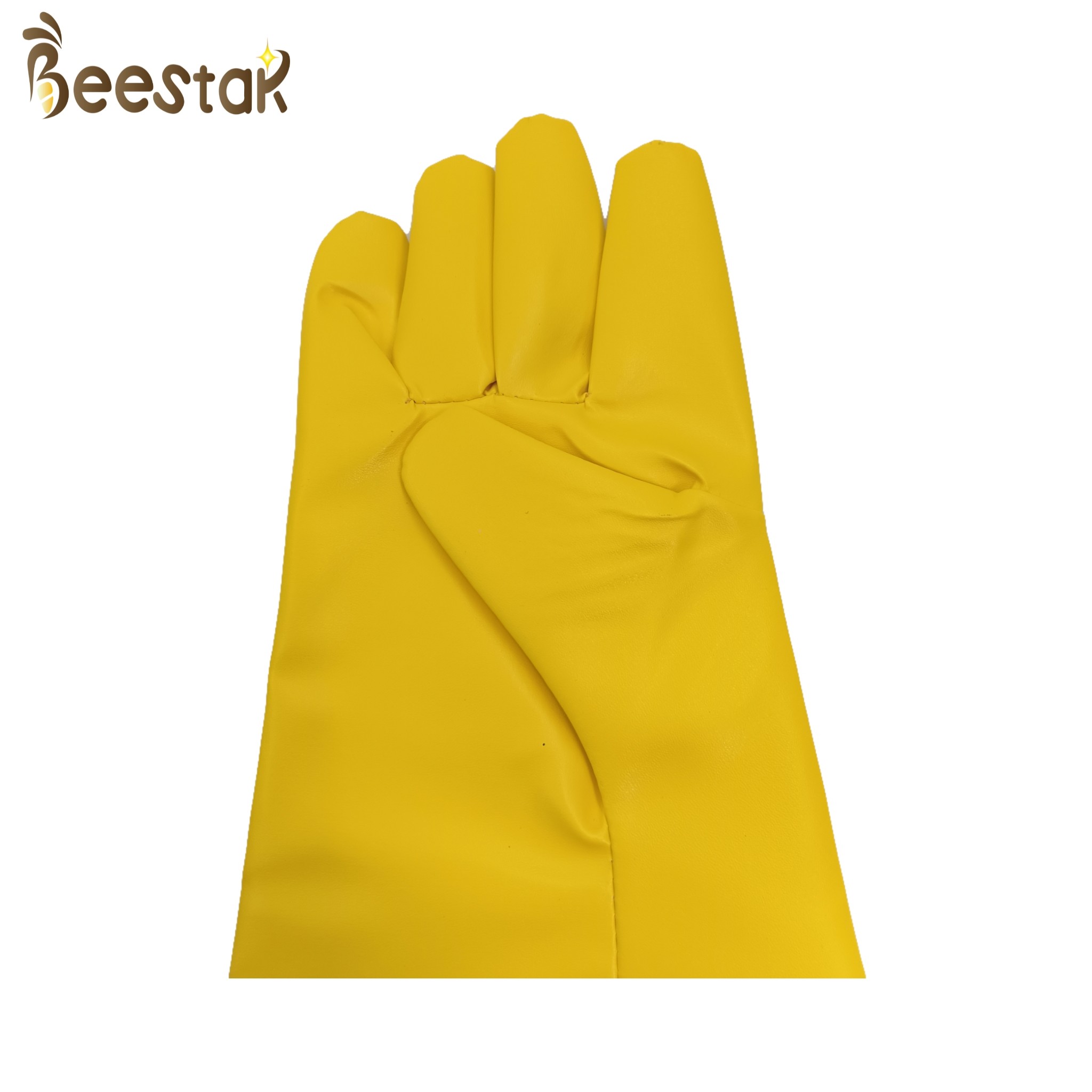 Yellow PU Gloves For Beekeeping with white cloth sleeve Beekeeping safety gloves with long cuff