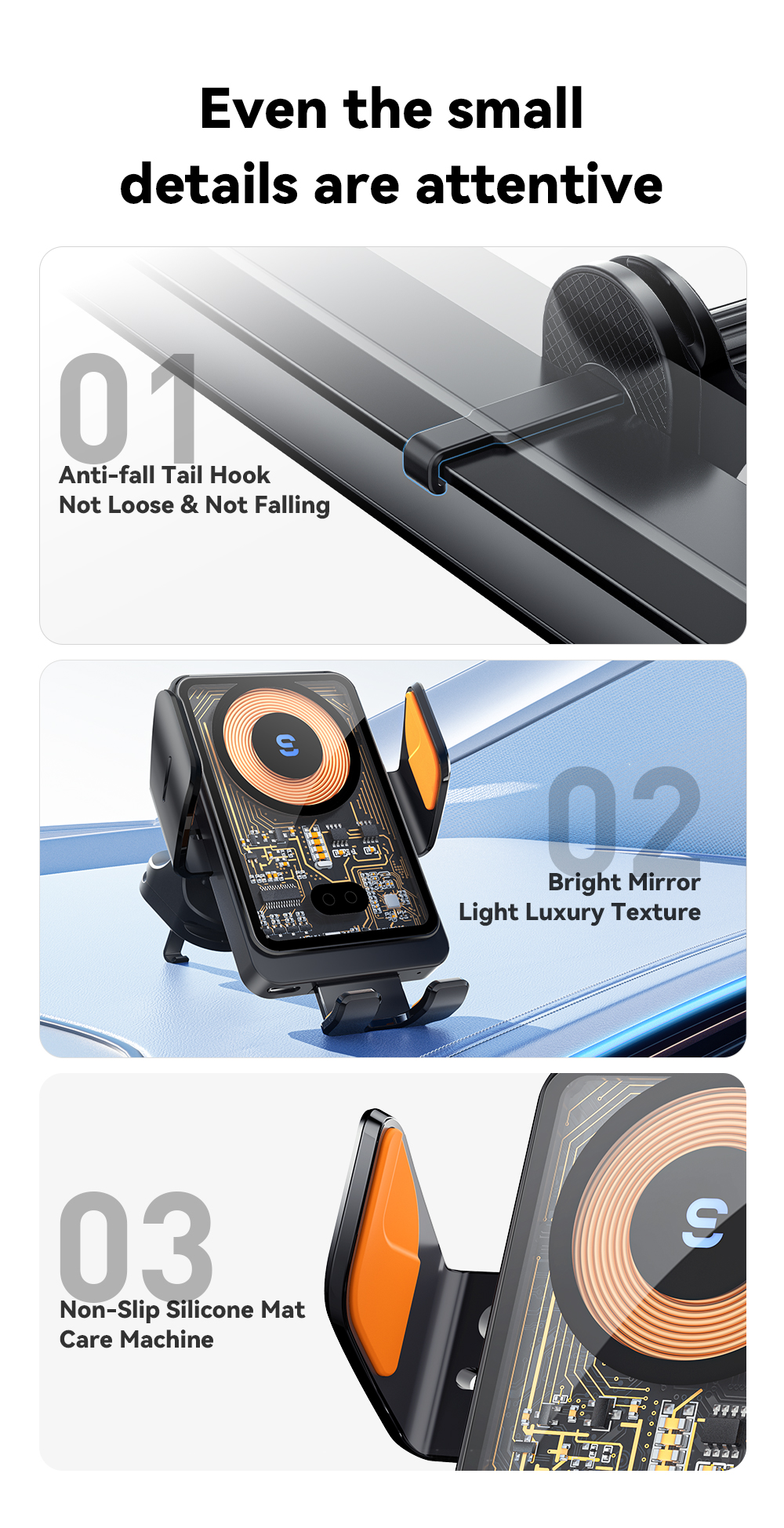 ESSAGER T11 Series Wireless Car Charger Holder Wireless Charging Phone Stand 5V/2A
