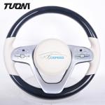 Round Mercedes Benz Steering Wheel Carbon Fiber Leather Soft Grip